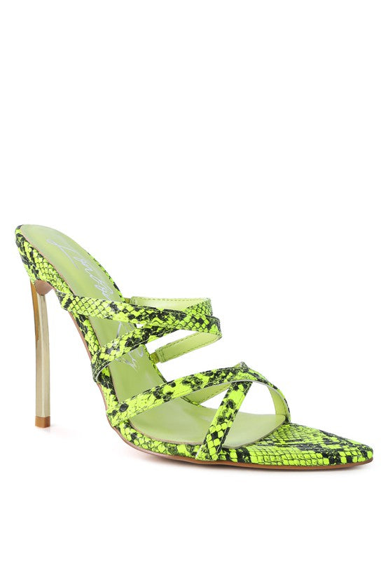 NIGHTCLUB HIGH HEELED NEON ANIMAL SANDALS