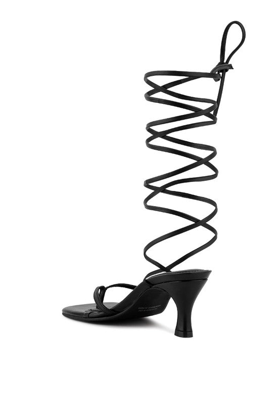 DORITA Kitten Heel Lace Up Sandal