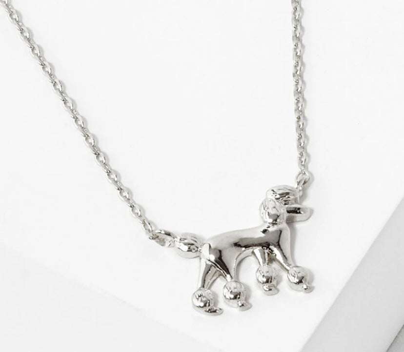 White Gold Poodle Necklace