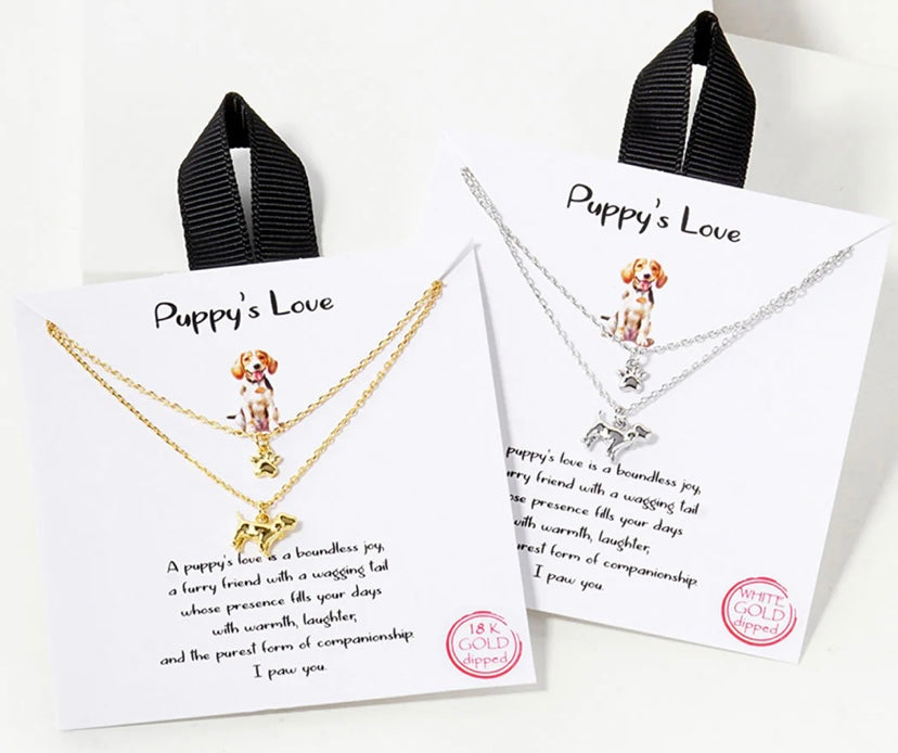 Puppy’s Love Necklace yellow gold