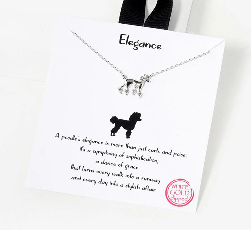 White Gold Poodle Necklace