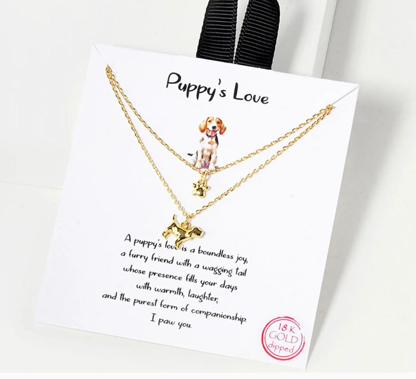 Puppy’s Love Necklace yellow gold