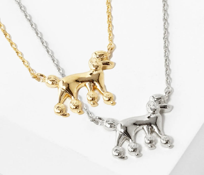 White Gold Poodle Necklace