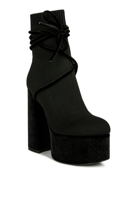 After Pay High Heeled Velvet Knitted Boot - Tatiana Vivid