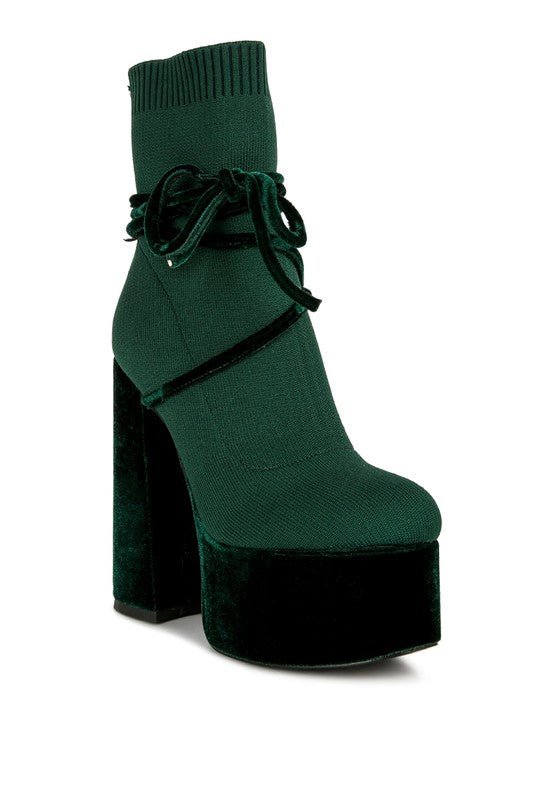 After Pay High Heeled Velvet Knitted Boot - Tatiana Vivid