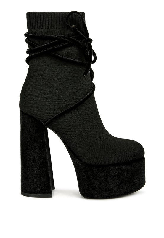 After Pay High Heeled Velvet Knitted Boot - Tatiana Vivid