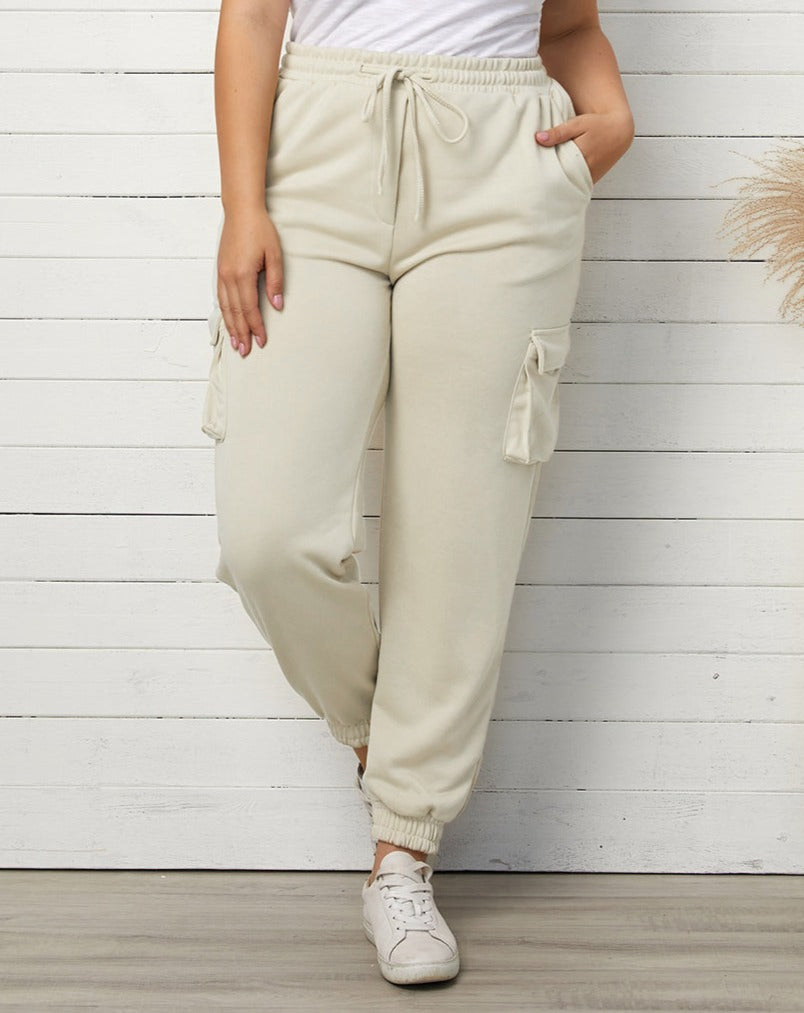 Plus Size Elastic Waist Joggers with Pockets