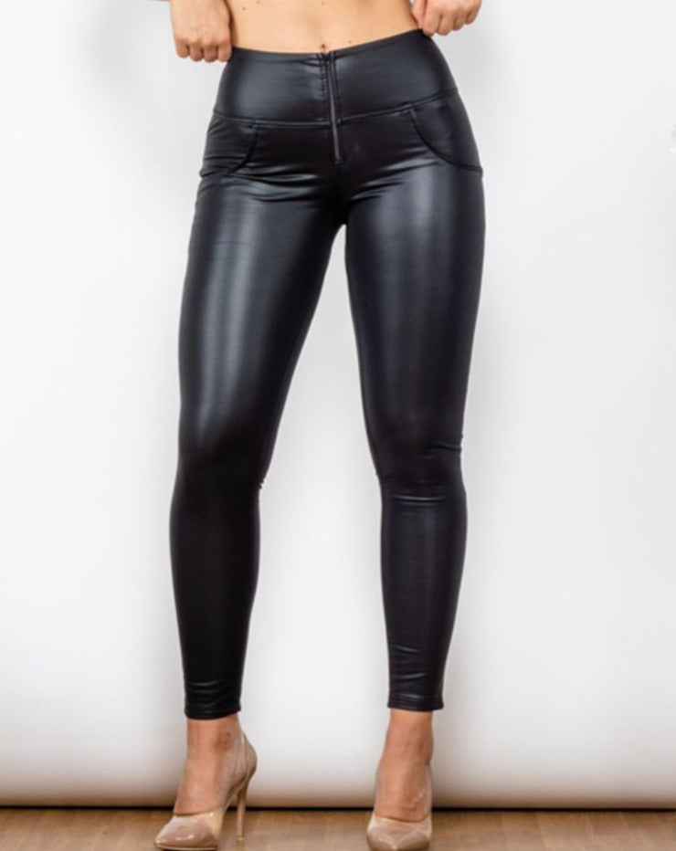 Matte PU Leather Long Pants